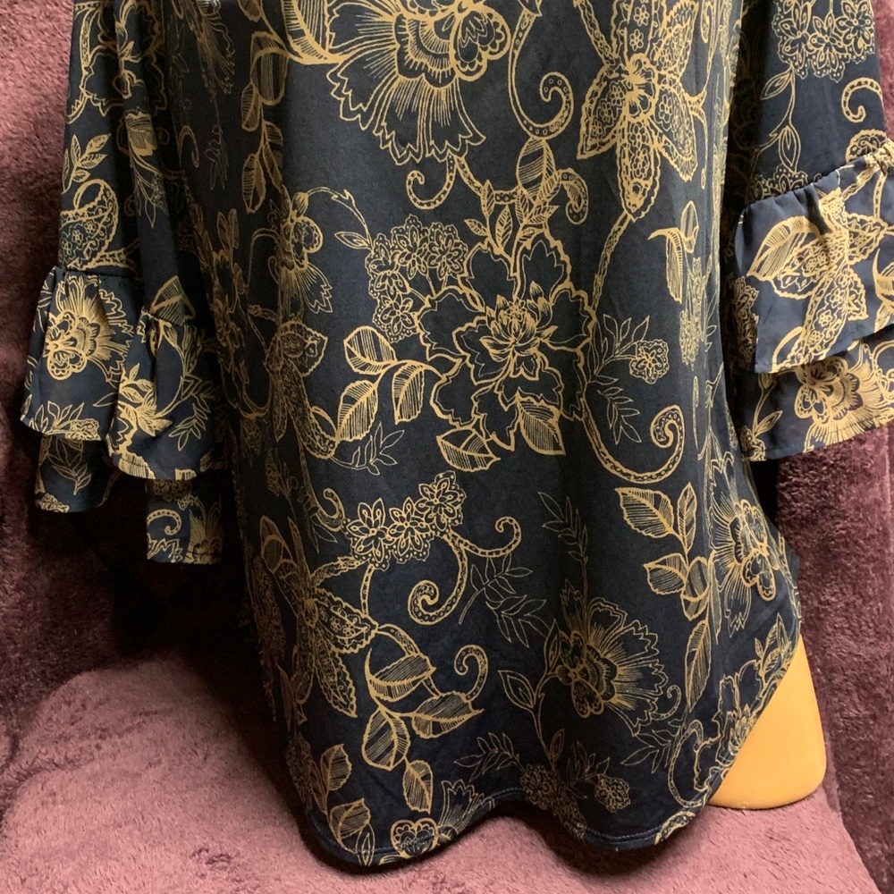 PerSeption Concept Navy Floral Blouse XL - Picture 4 of 14